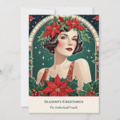 Kerst Art Deco geïnspireerd Portret Lady Retro Feestdagenkaart (Voorkant)