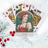 Kerst Art Deco geïnspireerd Portret Lady Retro Pokerkaarten