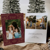 Kerst Art Deco Line Art Foto Vakantie Kaart