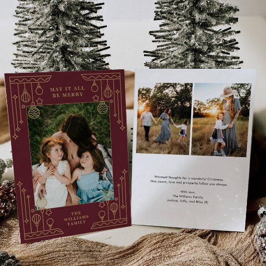 Kerst Art Deco Line Art Foto Vakantie Kaart