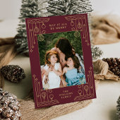 Kerst Art Deco Line Art Foto Vakantie Kaart