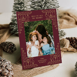 Kerst Art Deco Line Art Foto Vakantie Kaart