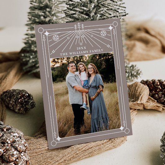 Kerst Art Deco Line Art Foto Vakantie Kaart