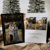 Kerst Art Deco Line Art Foto Vakantie Kaart