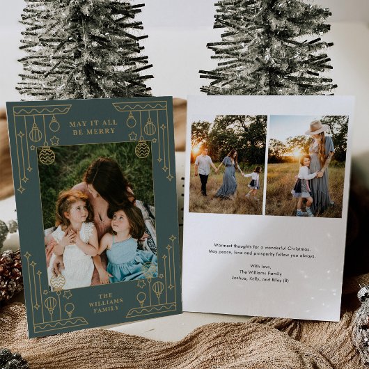 Kerst Art Deco Line Art Foto Vakantie Kaart