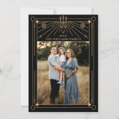 Kerst Art Deco Line Art Foto Vakantie Kaart (Voorkant)