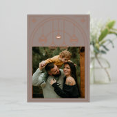 Kerst Art Deco Line Art Taupe Foto Roos Goud Folie Feestdagenkaart (Staand Voorkant)