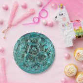 Kerst Art Glass Aqua Blauwgroen Blue Ball Papieren Bordje (Feest)