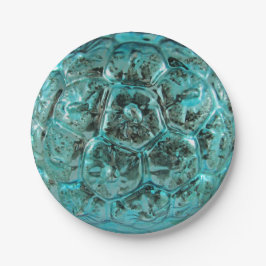 Kerst Art Glass Aqua Blauwgroen Blue Ball Papieren Bordje