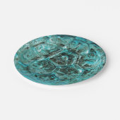 Kerst Art Glass Aqua Blauwgroen Blue Ball Papieren Bordje (Gekanteld)