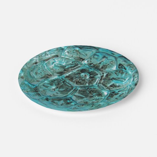 Kerst Art Glass Aqua Blauwgroen Blue Ball Papieren Bordje (Gekanteld)