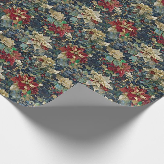 Kerst Art Nouveau Bloemenpatroon Cadeaupapier (Hoek)