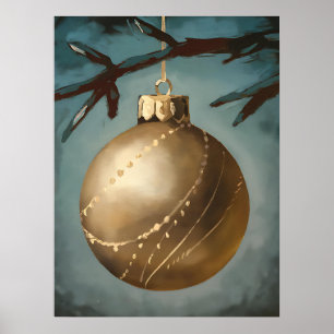 Kerst Art Print, Moody Kerstmis, olieverfschilderi Poster