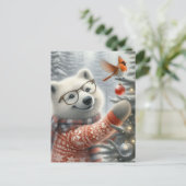 Kerst Artic Fox en kardinaal Briefkaart (Staand voorkant)