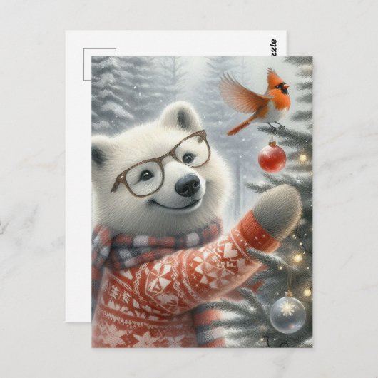 Kerst Artic Fox en kardinaal Briefkaart (Voorkant / Achterkant)