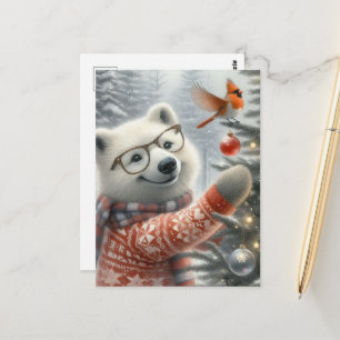 Kerst Artic Fox en kardinaal Briefkaart