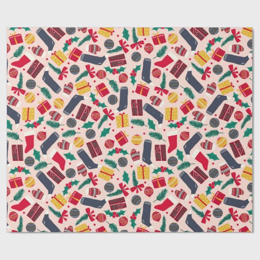Kerst Artikelen Patroon Cadeaupapier (Vlak)