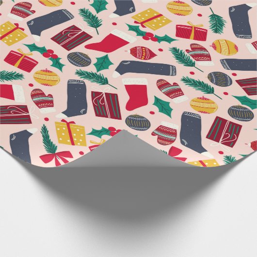 Kerst Artikelen Patroon Cadeaupapier (Hoek)