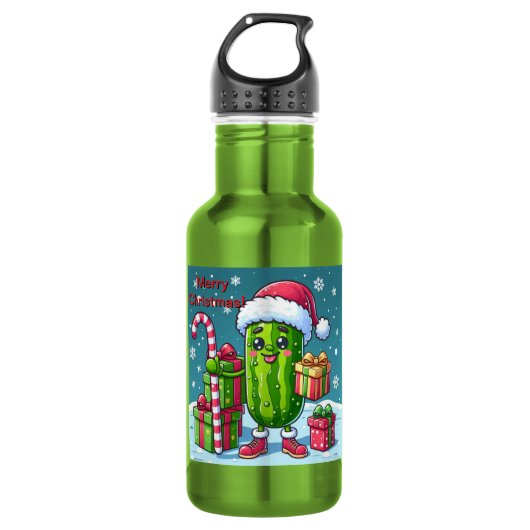 Kerst augurk met geschenken waterfles (Voorkant)