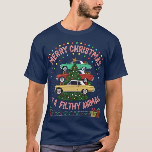 Kerst Auto Graphic Feestelijke Vakantie T-shirt (Voorkant)