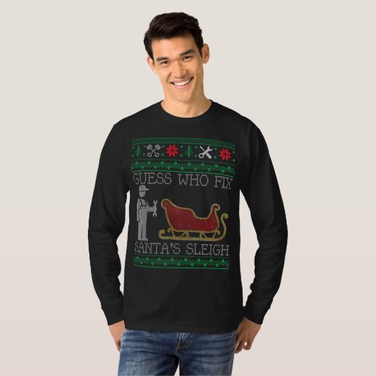 Kerst Auto Mechanic Ugly KerstSweater T-shirt (Voorkant volledig)