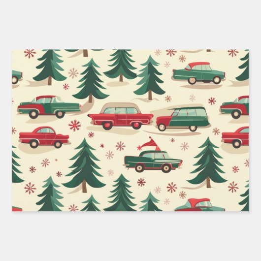 Kerst auto patroon inpakpapier vel (Voorkant 2)