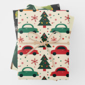 Kerst auto patroon inpakpapier vel (In situ)