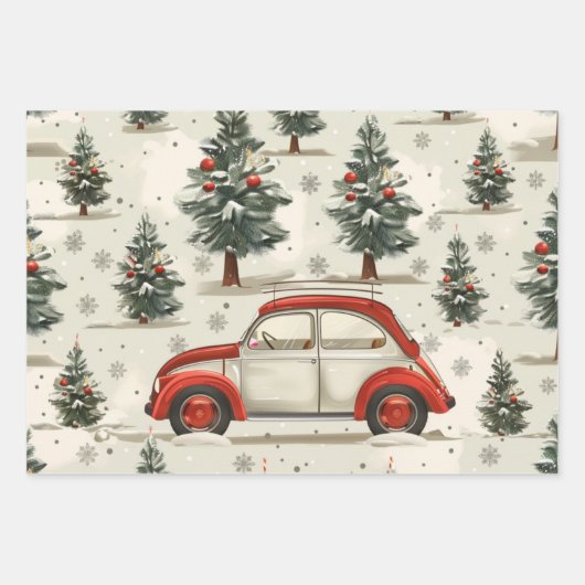 Kerst auto patroon inpakpapier vel (Voorkant 2)