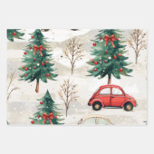 Kerst auto patroon inpakpapier vel (Voorkant 3)