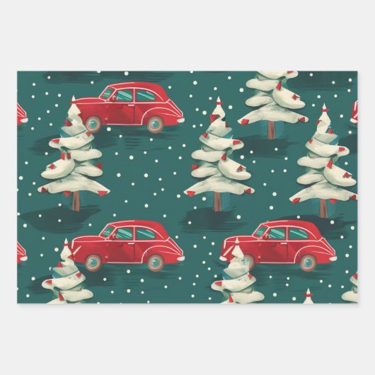Kerst auto patroon inpakpapier vel (Voorkant 2)