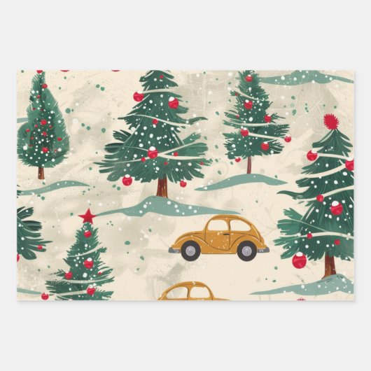 Kerst auto patroon inpakpapier vel (Voorkant)