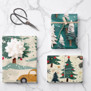 Kerst auto patroon inpakpapier vel
