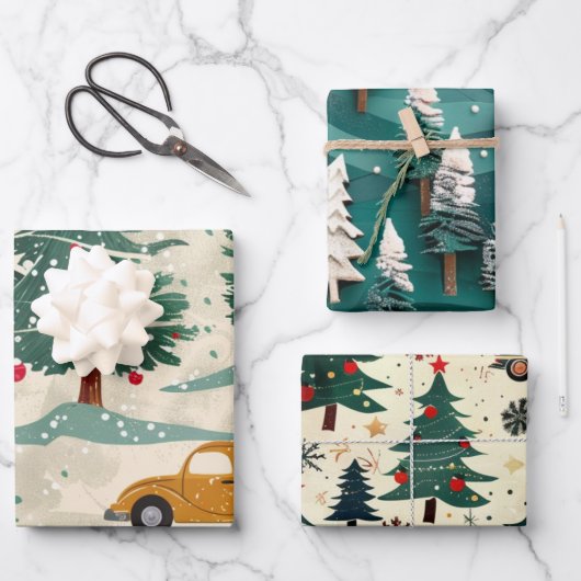 Kerst auto patroon inpakpapier vel (Voorkant)