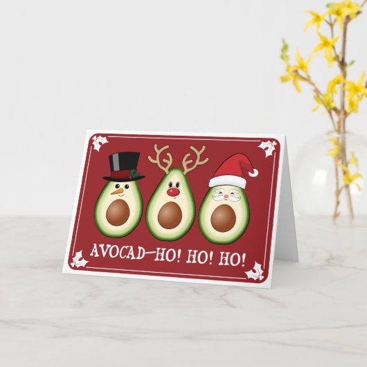 Kerst Avocado Frosty, Rudolph en Santa Kaart (Gele Bloem)