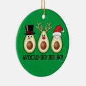 Kerst Avocado Frosty, Rudolph en Santa Keramisch Ornament (Rechts)