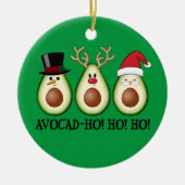 Kerst Avocado Frosty, Rudolph en Santa Keramisch Ornament (Voorkant)