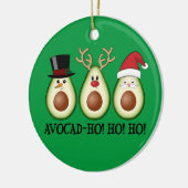 Kerst Avocado Frosty, Rudolph en Santa Keramisch Ornament (Links)