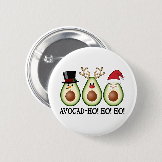 Kerst Avocado Frosty, Rudolph en Santa Ronde Button 5,7 Cm (Voorkant /achterkant)