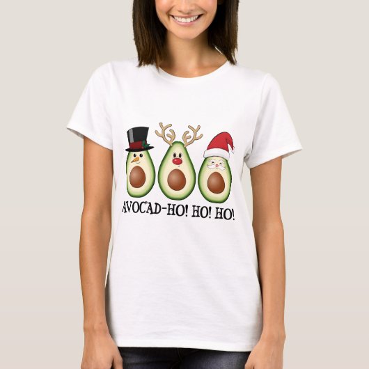 Kerst Avocado Frosty, Rudolph en Santa T-shirt (Voorkant)