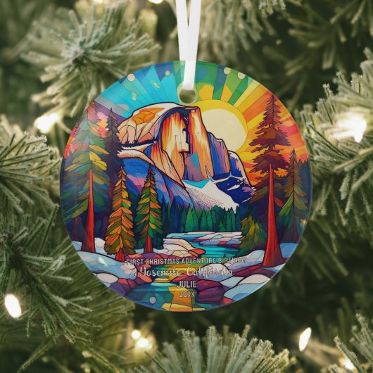 Kerst Avontuur Verjaardag Glas Yosemite Glas Ornament (Insitu)