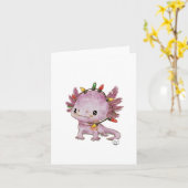 Kerst Axolotl Kaart (Gele Bloem)