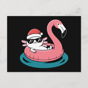 Kerst Axolotl Kerstman Hoed Flamingo Zwembad Float Feestdagenkaart