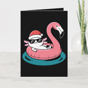 Kerst Axolotl Kerstman Hoed Flamingo Zwembad Vlot Kaart