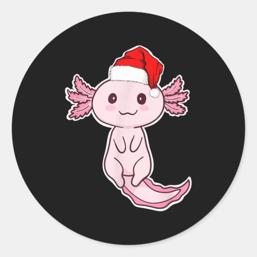 Kerst Axolotl Ronde Sticker (Voorkant)