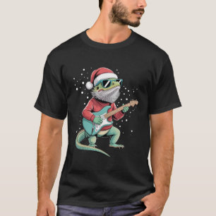 Kerst Baarddraag draak speelt gitaar Musicus T-shirt