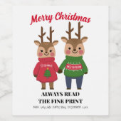 Kerst Baby Aankondiging Grootouder Fine Print Wijn Etiket (Enkel label)