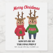 Kerst Baby Aankondiging Tante Oom Fine Print Wijn Etiket (Enkel label)