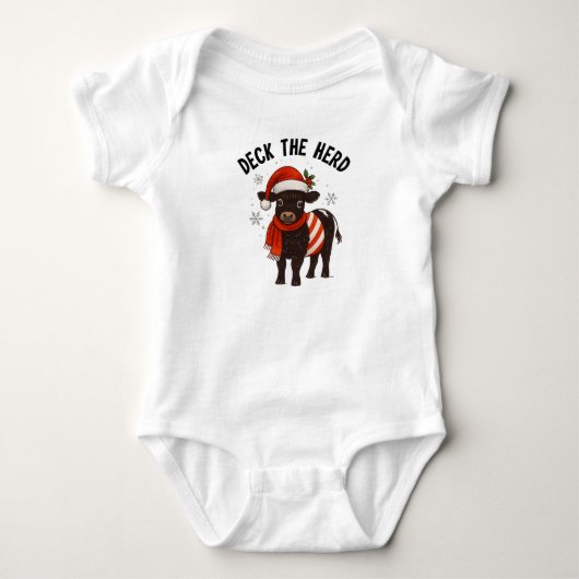 Kerst Baby Beltie Boer Belted Galloway Koe Romper (Voorkant)