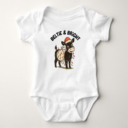 Kerst Baby Beltie Boer Belted Galloway Koe Romper (Voorkant)