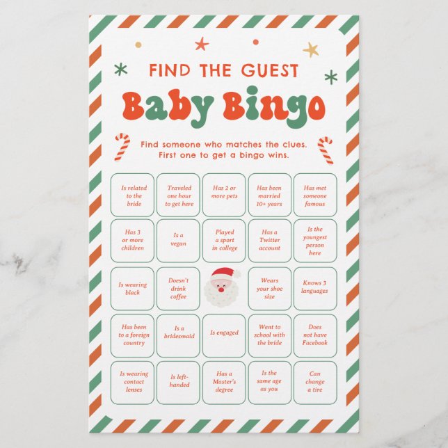 Kerst Baby Bingo Vind de Gast Spel (Voorkant)
